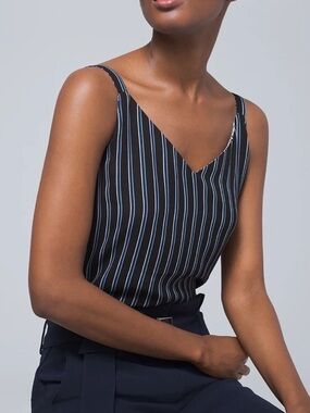 👗White House Black Market Blue & White Printed Sleeveless Top-reversible